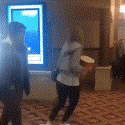 This poor woman totally embarrassing herself by tripping in the movie theater, spilling popcorn everywhere